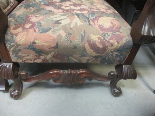 Louis XV Style Floral Tapestry Upholstered Armchair - 4