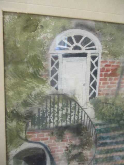 Brick Courtyard Watercolor framed/matted/signed - 2