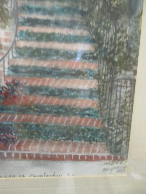 Brick Courtyard Watercolor framed/matted/signed - 3