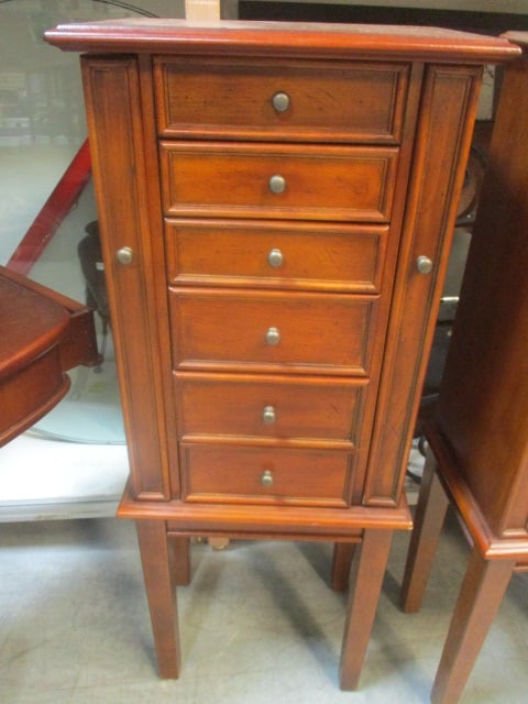 Cherry Finish Wood Jewelry Armoire: 16 x 11 x 40