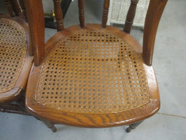 Antique Oak Windsor Style Chairs w/Cane Seat (Lot of 3) - 2