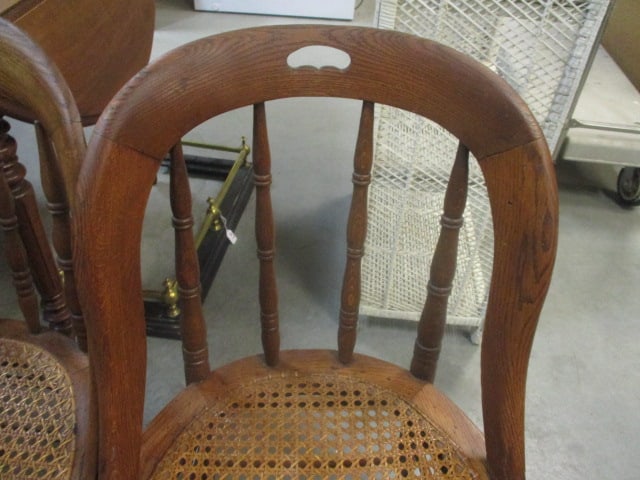 Antique Oak Windsor Style Chairs w/Cane Seat (Lot of 3) - 3