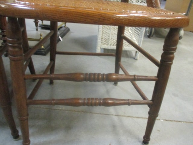 Antique Oak Windsor Style Chairs w/Cane Seat (Lot of 3) - 4