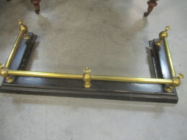 Victorian Era Brass & Iron Fireplace Fender: 29 1/2 W x 14 Deep