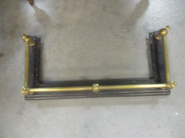 Victorian Era Brass & Iron Fireplace Fender - 2