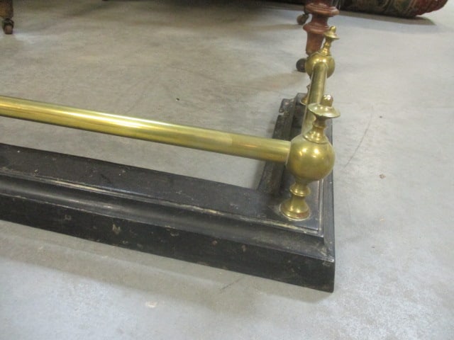 Victorian Era Brass & Iron Fireplace Fender - 3