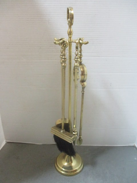 Small Brass Fireplace Tool Set (1 of 8)