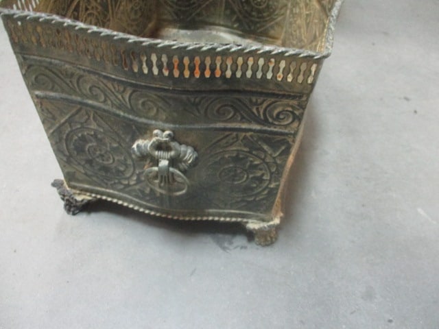Metal Planter (13 x 10 x 8) & Metal Umbrella Stand 9 x 9 x 23 - 3
