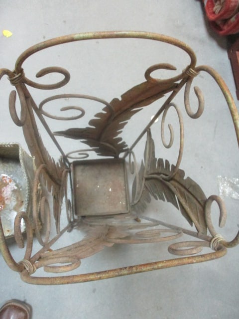 Metal Planter (13 x 10 x 8) & Metal Umbrella Stand 9 x 9 x 23 - 6