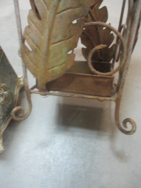 Metal Planter (13 x 10 x 8) & Metal Umbrella Stand 9 x 9 x 23 - 7