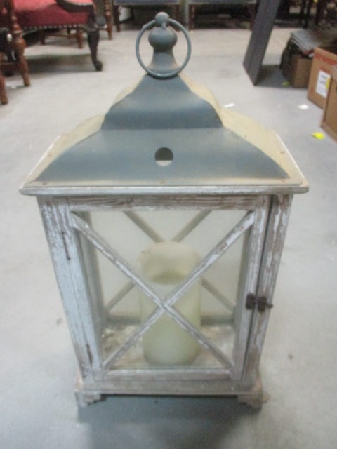 Decorative Rustic Wood & Metal Candle Holder: 12 x 6 1/2 x 22