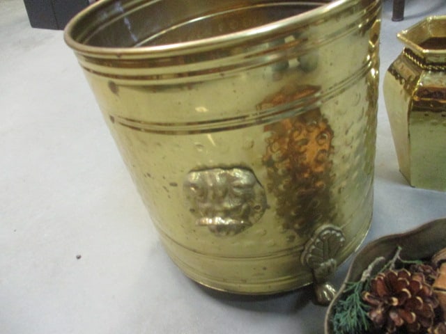 Brass Footed Planter/Brass Vase/Brass Planter - 5