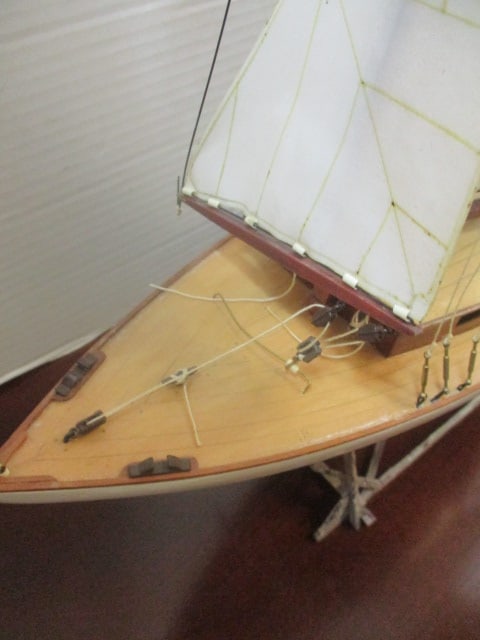 Wood Sailboat on Stand - 2