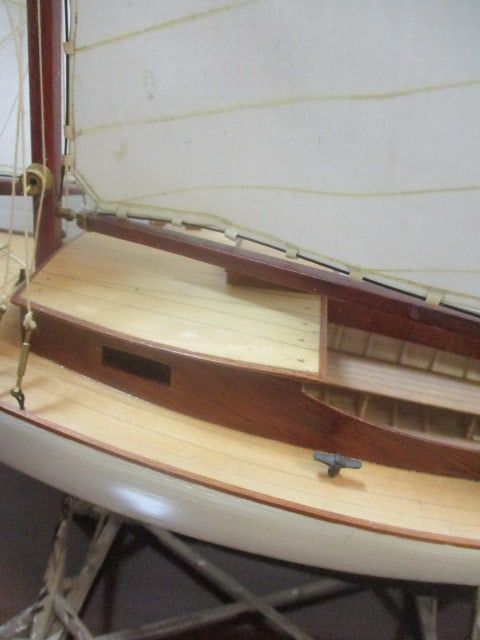 Wood Sailboat on Stand - 3