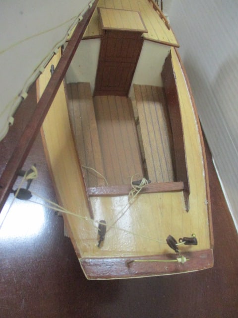 Wood Sailboat on Stand - 4