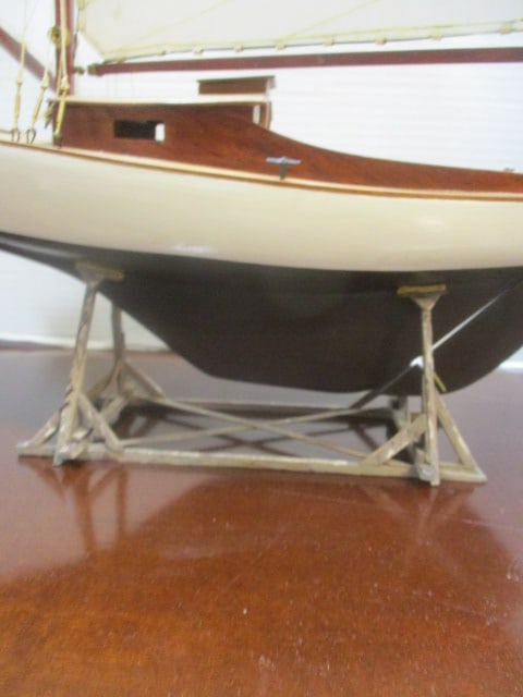 Wood Sailboat on Stand - 6