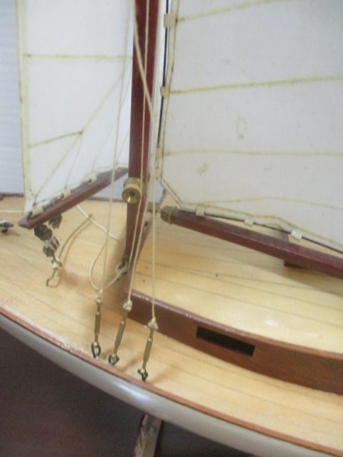 Wood Sailboat on Stand - 7