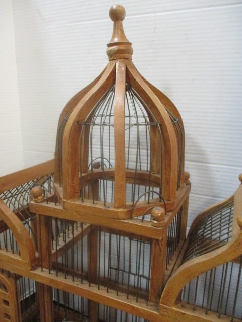 Taj Mahal Style Domed Wood & Metal Birdcage - 4