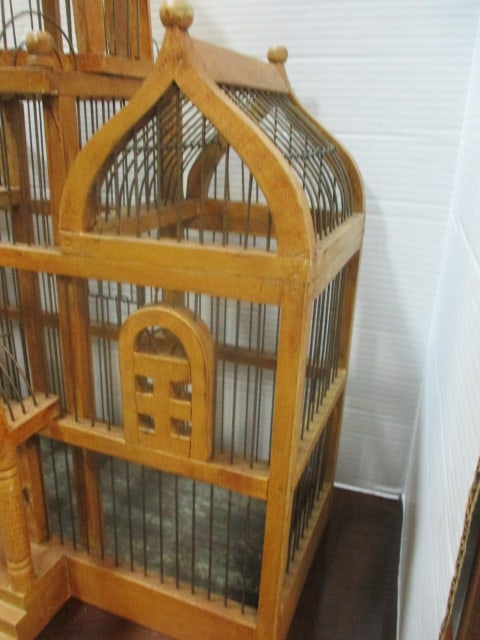 Taj Mahal Style Domed Wood & Metal Birdcage - 5