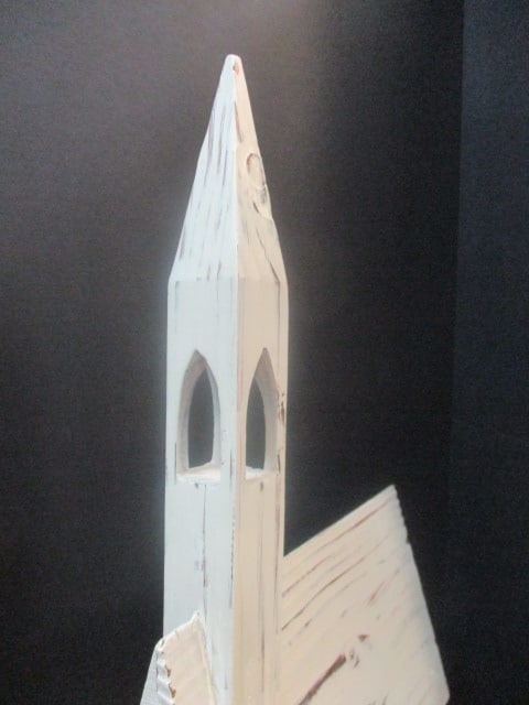 Distressed Wood Church Shaped Card Holder - 4
