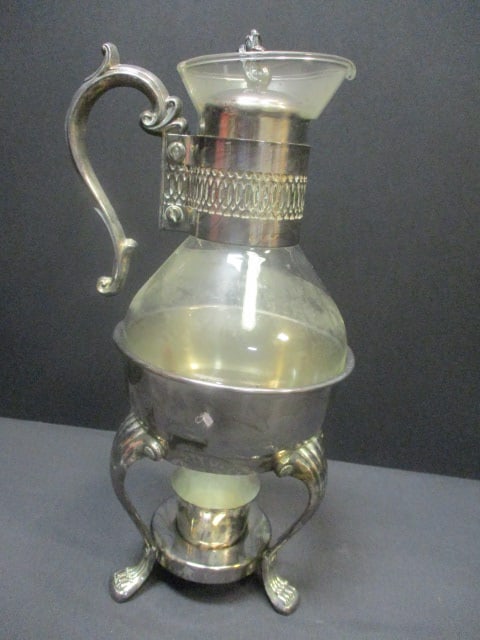 Silverplate & Glass Carafe Set: 13"