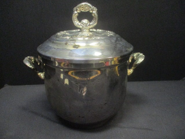 Oneida Silverplate Trophy Ice Bucket w/Ice Tongs: Engraved-Pickens County Sheriff's Invitational Second Place 1992 (10")