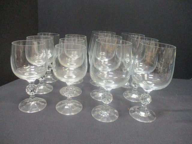 Crystal Wine Glasses w/Faceted Ball Stem Design (1 of 6)