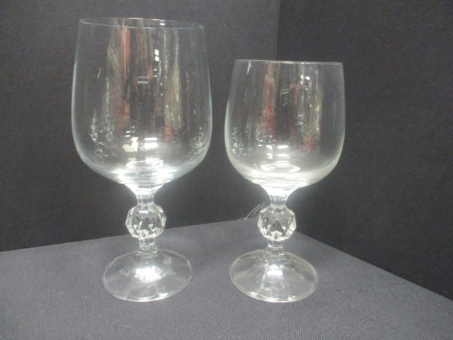 Crystal Wine Glasses w/Faceted Ball Stem Design - 3