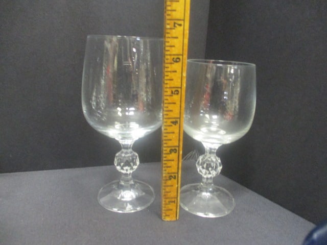 Crystal Wine Glasses w/Faceted Ball Stem Design - 6