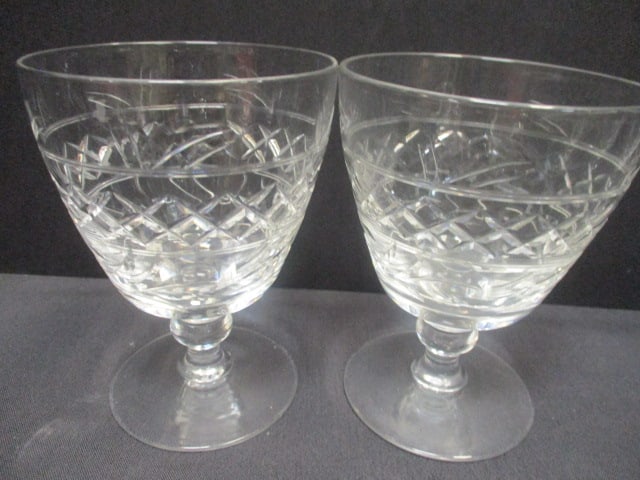 Stuart Crystal (England) Vtg. Pitcher & 7 Matching Stems - 7