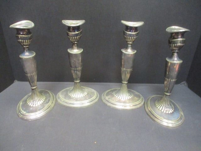 Gorham Superfine Silverplate Candlesticks (Lot of 4): 9"