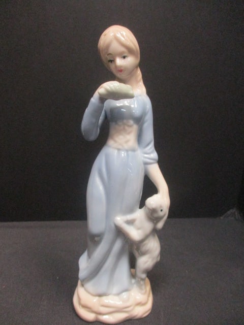 Lady Tennis Player (7") & Porcelain Boy & Girl Figurines (8") - 2