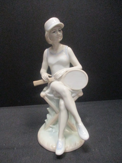 Lady Tennis Player (7") & Porcelain Boy & Girl Figurines (8") - 6