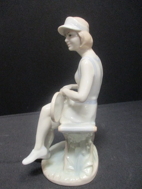Lady Tennis Player (7") & Porcelain Boy & Girl Figurines (8") - 7