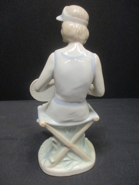 Lady Tennis Player (7") & Porcelain Boy & Girl Figurines (8") - 8