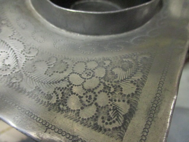 Chinese Lacquer Tea Caddy w/Chiseled Pewter Inserts - 5