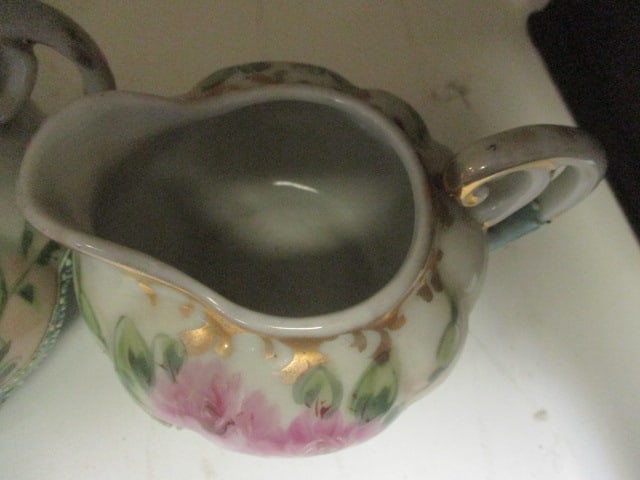 Nippon Porcelain Creamer/Sugar Set w/Moriage Beading - 3