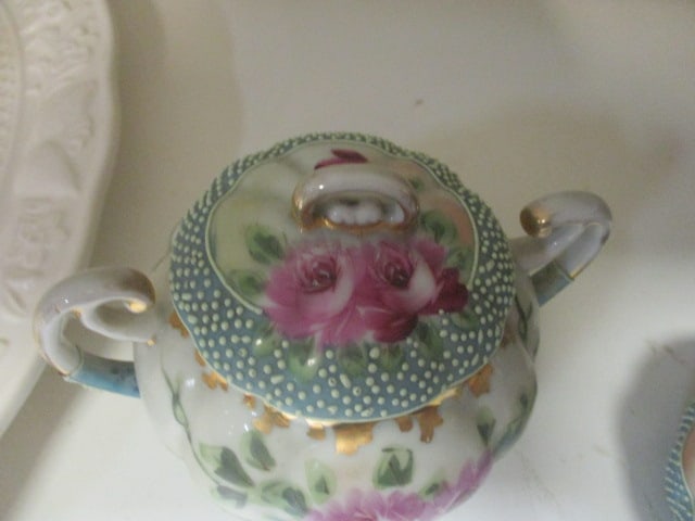 Nippon Porcelain Creamer/Sugar Set w/Moriage Beading - 6