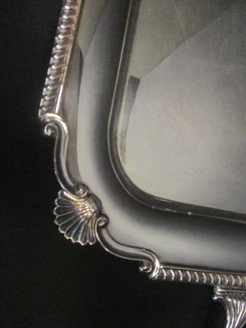 Folding Silverplate 3 Tier Tray w/engraving (11 x 14) & Tongs - 11