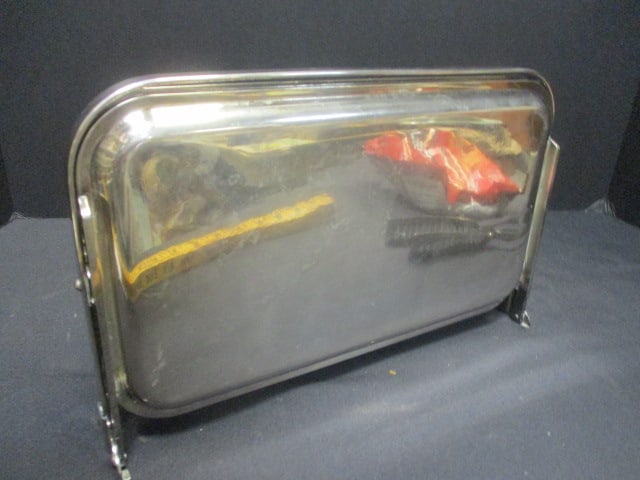 Folding Silverplate 3 Tier Tray w/engraving (11 x 14) & Tongs - 7