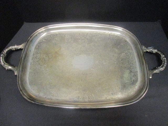 Double Handle Silverplate Platter/Tray: 23 x 14
