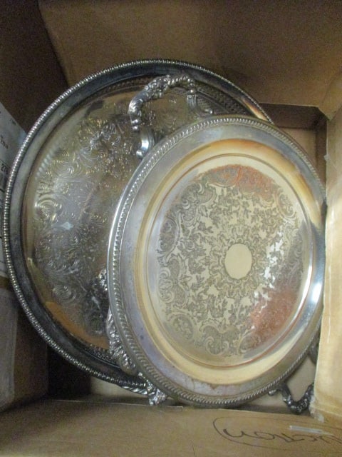 Silverplate Trays & Serving Grouping: See all pictures
