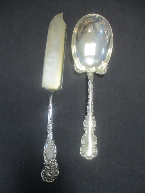 Sterling Silver Butter Knife (S Monagram) & Sterling Spoon (1 of 6)