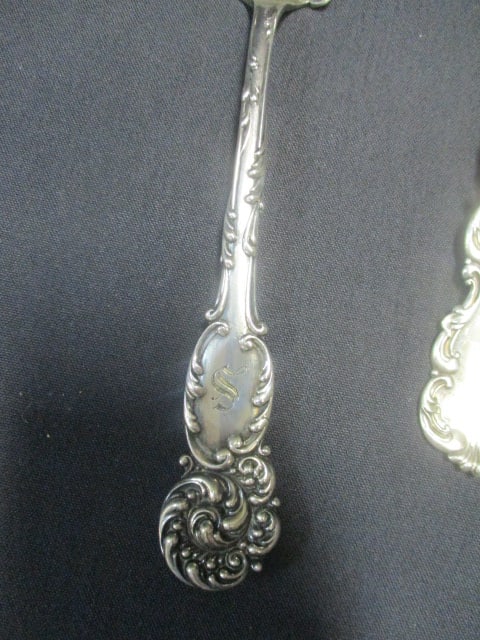 Sterling Silver Butter Knife (S Monagram) & Sterling Spoon - 3