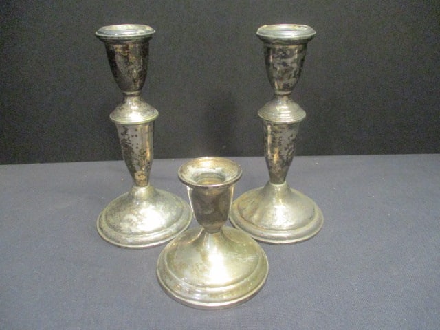 Sterling Silver Weighted (Lot of 3) Candlestick Holders (1 of 6)
