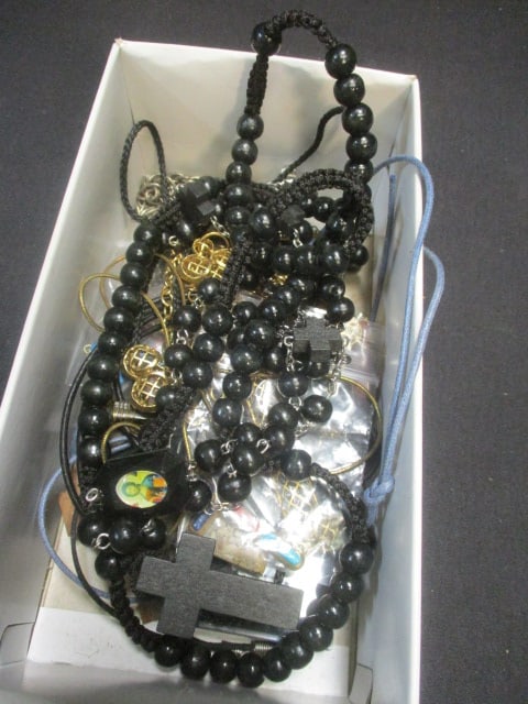 MOP Crosses & 'Railroad Crest', Crucifix Necklaces, Pendants,: Quartz Pocket Watch, Etc. (see all pictures)