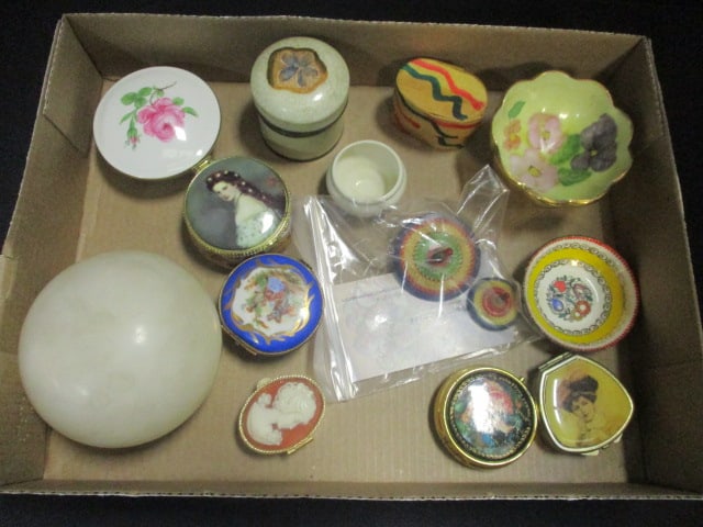 Porcelain Trinket Boxes Grouping, Stone Trinket Box, etc.: See all pictures