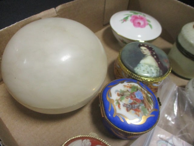 Porcelain Trinket Boxes Grouping, Stone Trinket Box, etc. - 4
