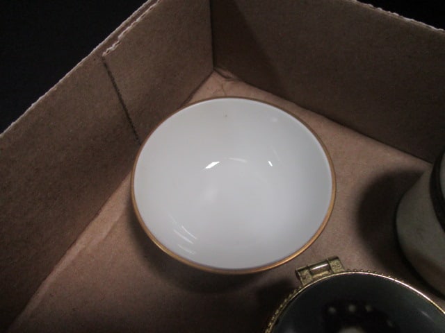 Porcelain Trinket Boxes Grouping, Stone Trinket Box, etc. - 7