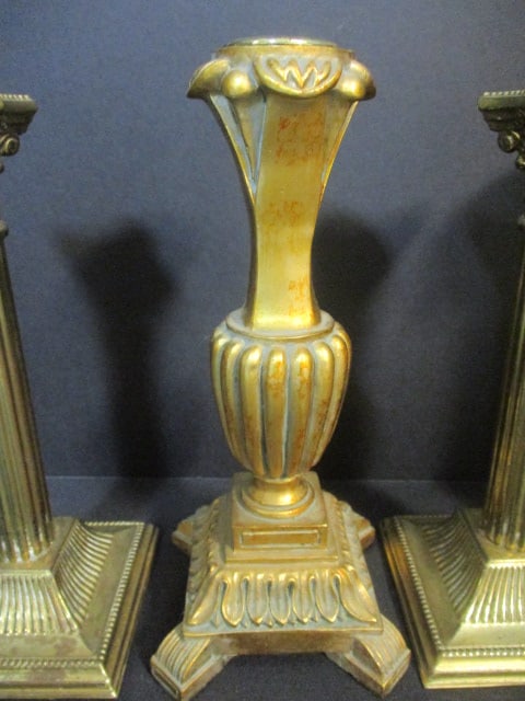 Brass & Hollywood Regency Style Candleholders (Lot of 5) - 3